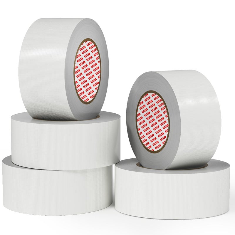 SWRT 9 Mil 5-Pack White Heavy Duty Duct Tape Strong Adhesive, 2 in x 30 YD (Total 150YD) Duct Heavy Duty Waterproof All Weather White Duct Tape No Residue Sealing & Patching for Indoor&Outdoor Repair - Image 1